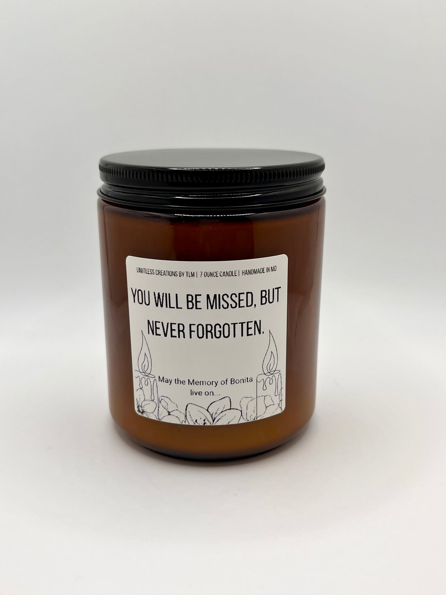7 Ounce Memorial Candle (Made to Order) PLEASE READ PRODUCT DESCRIPTION
