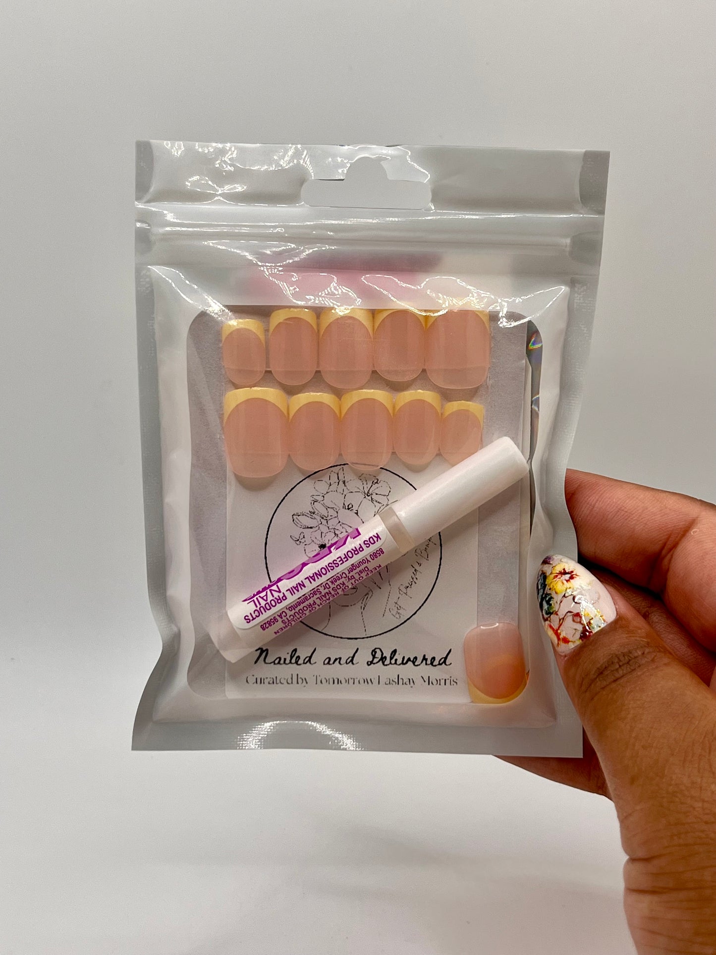 Short Square Neon French Tip Nails