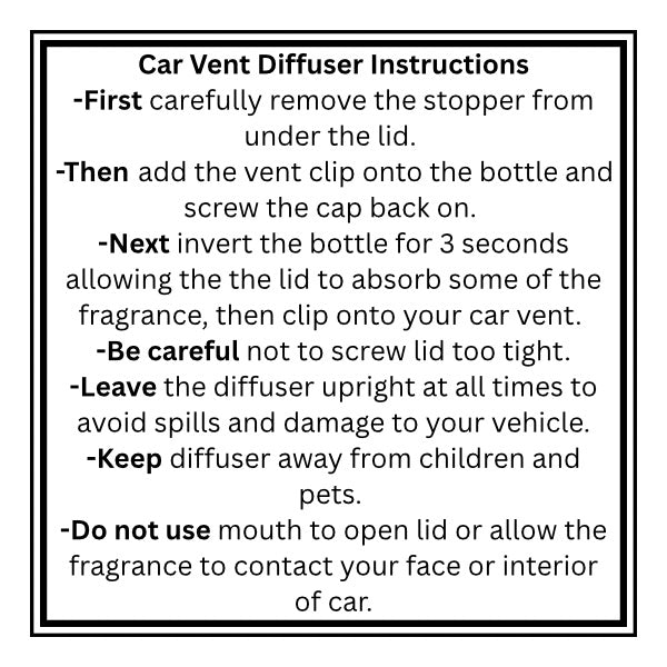 8ml Bedazzled Car Freshener Diffuser with 1 refill-Vent Clip (Made to Order: 4-6 Weeks Processing Time) PLEASE READ DESCRIPTION)